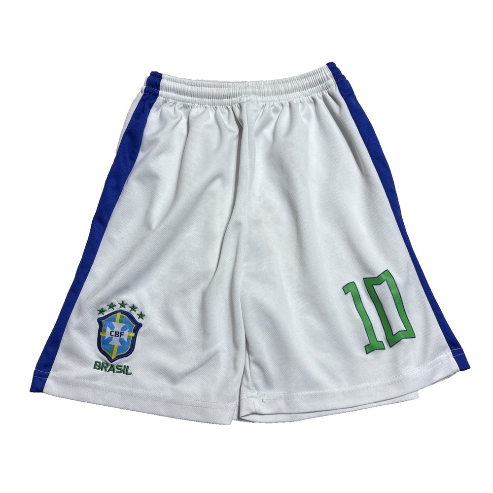 Brazil Brasil Soccer Athletic Shorts BOYS Size Small White Neymar Jr. #10